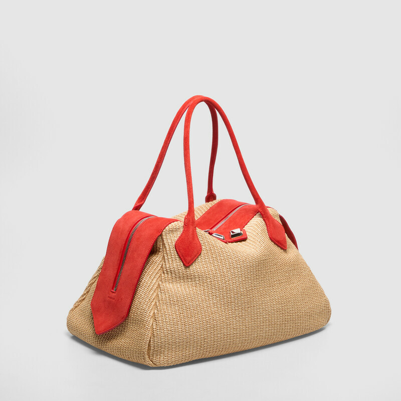 MINOBOSSI Borse ABIGAIL IN RAFIA   rosso