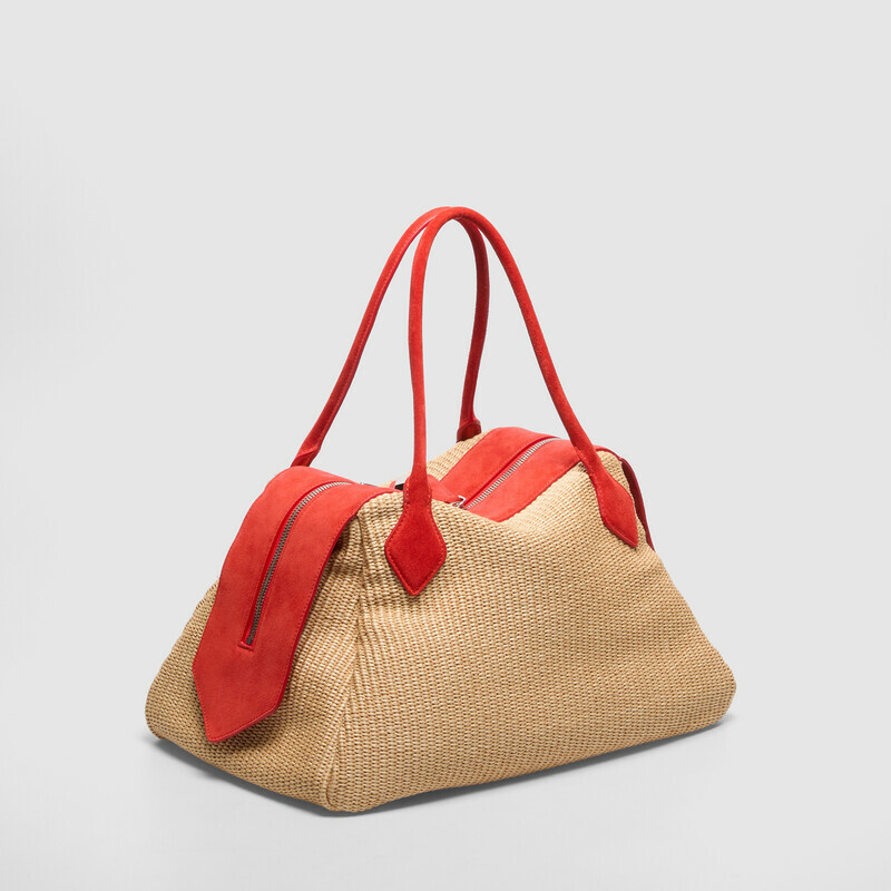 MINOBOSSI Borse ABIGAIL IN RAFIA   rosso