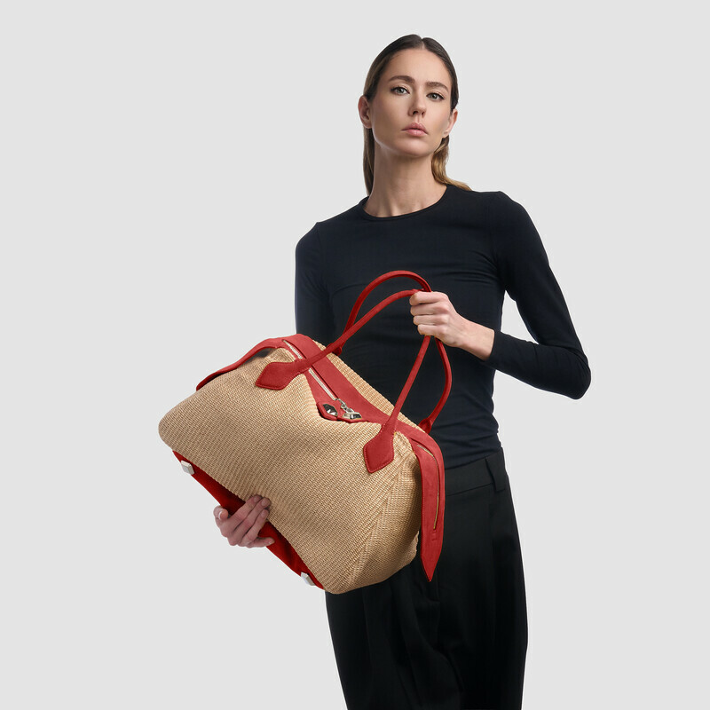 MINOBOSSI Borse ABIGAIL IN RAFIA   rosso