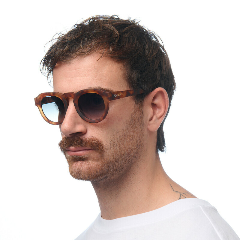 OKKIA Sun Zeno Round Sahara Havana (green lenses)