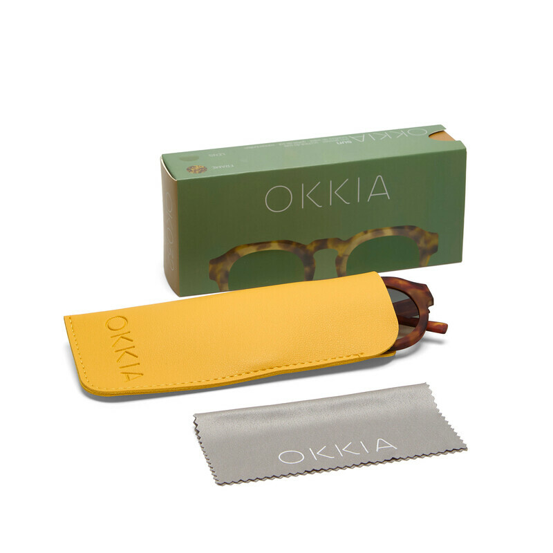 OKKIA Sun Zeno Round Sahara Havana (green lenses)